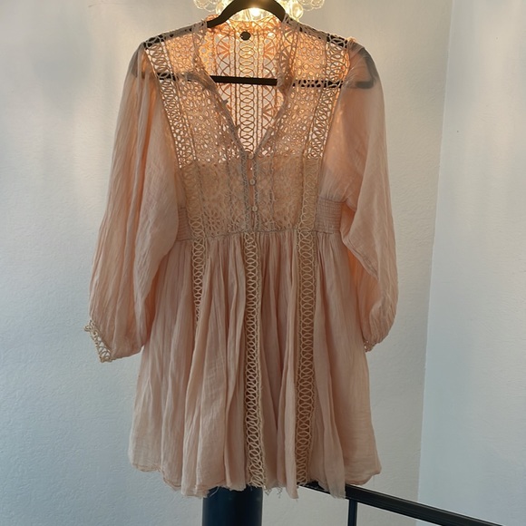 Free People FP One Karma Eyelet Mini Dress in Nude Size XS / P - Picture 4 of 6
